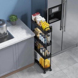 4-Tier Narrow Rolling Storage Cart Kitchen Bathroom Laundry Trolley - thumbnail 3