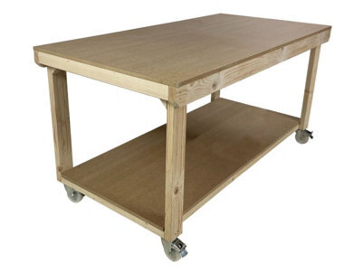 Arbor Garden Solutions Workbench Mdf Top, Large Heavy-Duty Table (H-90Cm, D-90Cm, L-120Cm) With Wheels - image 1