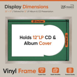 "AK Frames 25X17"" Aluminium Modern Vinyl Record Frame With Emerald Mount For 12 Inch Lp Cover & Disc - Overlapped Design" - thumbnail 2