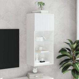 Berkfield Tv Cabinet With Led Lights White 40.5X30X90 Cm - thumbnail 4