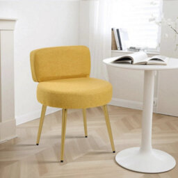Yellow Linen Upholstered Dressing Table Vanity Chair Dining Chair - thumbnail 3