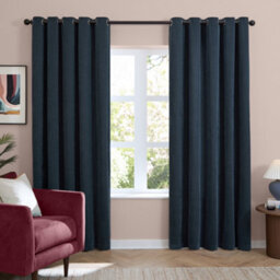furn. Furn Soft Chenille Blackout Eyelet Curtain Pair, Navy, (W) 168 X (D) 137Cm - thumbnail 2