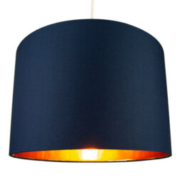 Happy Homewares Modern Midnight Blue Cotton 16 Floor/pendant Lamp Shade With Shiny Copper Inner - thumbnail 2
