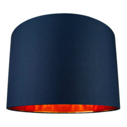Happy Homewares Modern Midnight Blue Cotton 16 Floor/pendant Lamp Shade With Shiny Copper Inner