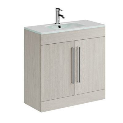 Plum&clay Novela Light Wood Floor Standing Vanity Unit With Glass Basin (W)800mm - image 1