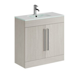 Plum&clay Novela Light Wood Floor Standing Vanity Unit With Glass Basin Bathroom Furniture (W)800mm - thumbnail 2