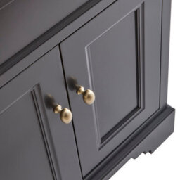 Homestylestore Black Grey And Oak 645mm Bathroom Vanity Unit And Brushed Brass Classic Round Handles - thumbnail 5
