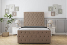 "Sloomy Watson Mink Plush Bed Frame With Mattress With 50"" Upholstered Headboard 4' Small Double" - thumbnail 1