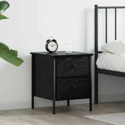 Berkfield Bedside Cabinet Black Oak 40X42X50 Cm Engineered Wood