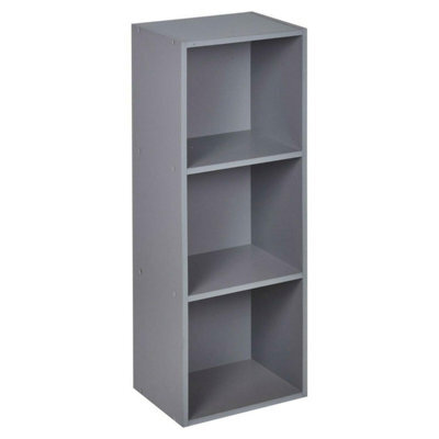 Urbn-Living Urbnliving Height 79.5Cm 3 Shelf Wooden Bookcase Shelving Colour Grey Display Storage Shelf Unit Shelves - image 1