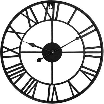 40Cm Metal Large Outdoor Garden Wall Clock, Big Roman Numerals Giant Open Face - image 1