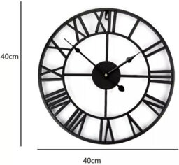 40Cm Metal Large Outdoor Garden Wall Clock, Big Roman Numerals Giant Open Face - thumbnail 3