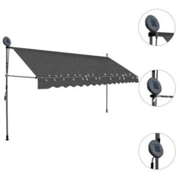 Berkfield Manual Retractable Awning With Led 350 Cm Anthracite - thumbnail 3