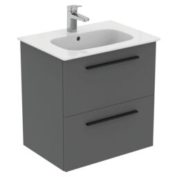Ideal Standard I.life A Standard Matt Quartz Grey Wall-Mounted Bathroom Vanity Unit (H) 630mm (W) 600mm - thumbnail 3