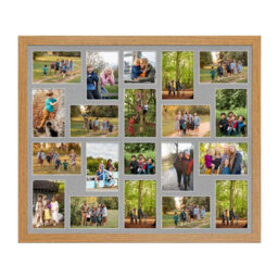 AK Frames 80X70Cm Oak Modern Multi Photo Frame With Silver Mount - Holds 20 Apertures (18X) 6X4, (2X) 4X4 Photos - thumbnail 1