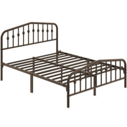 Yaheetech 5Ft King Bed Frame Slatted Metal Bed With Crown-Inspired Design Headboard Bronze - thumbnail 2