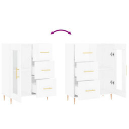 Berkfield Sideboard High Gloss White 69.5X34X90 Cm Engineered Wood - thumbnail 9
