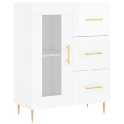 Berkfield Sideboard High Gloss White 69.5X34X90 Cm Engineered Wood - thumbnail 2