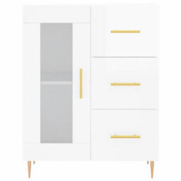 Berkfield Sideboard High Gloss White 69.5X34X90 Cm Engineered Wood - thumbnail 5