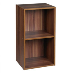 Urbn-Living Urbnliving Height 53.6Cm 2 Shelf Wooden Bookcase Shelving Colour Teak Display Storage Shelf Unit Shelves
