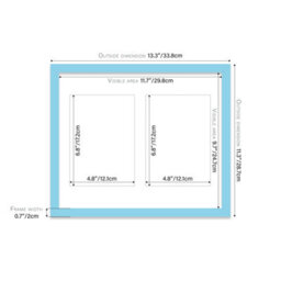12X10 Inch 2 Opening Photo Collage Frame, Display Two 7X5 Inch Photos, Multi Aperture Family Picture Frame, Light Blue - thumbnail 4