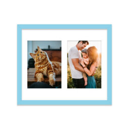 12X10 Inch 2 Opening Photo Collage Frame, Display Two 7X5 Inch Photos, Multi Aperture Family Picture Frame, Light Blue - thumbnail 1
