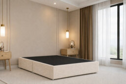 "Chester & Oakley Beds Chester & Oakley Lunar Cream Teddy Divan Bed Base No Drawers With 26"" Strutted Headboard 6' Super King" - thumbnail 3
