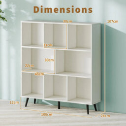 Freestanding Display Rack Bookshelf 8-Cube Bookcase-White - thumbnail 2