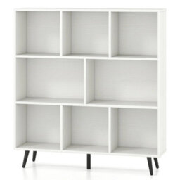 Freestanding Display Rack Bookshelf 8-Cube Bookcase-White - thumbnail 1