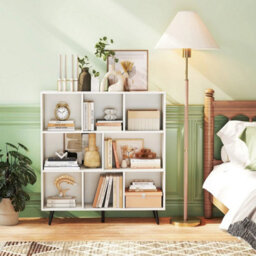 Freestanding Display Rack Bookshelf 8-Cube Bookcase-White - thumbnail 6