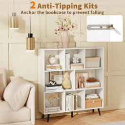Freestanding Display Rack Bookshelf 8-Cube Bookcase-White - thumbnail 5
