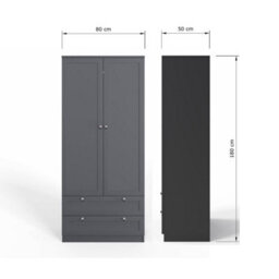 Fwstyle Artus 2 Door Wardrobe With 2 Drawers Grey Panelled Doors (H) 180 (W) 80 (D) 50Cm - thumbnail 4