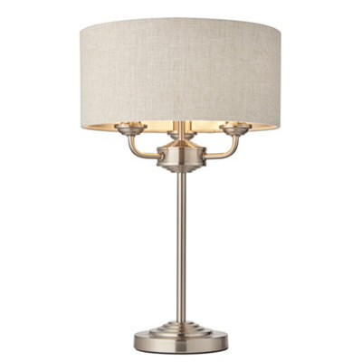 Luminosa Lighting Luminosa Highclere Table Lamp Brushed Chrome Plate, Natural Linen Shade - image 1
