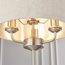 Luminosa Lighting Luminosa Highclere Table Lamp Brushed Chrome Plate, Natural Linen Shade - thumbnail 4