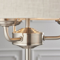 Luminosa Lighting Luminosa Highclere Table Lamp Brushed Chrome Plate, Natural Linen Shade - thumbnail 3