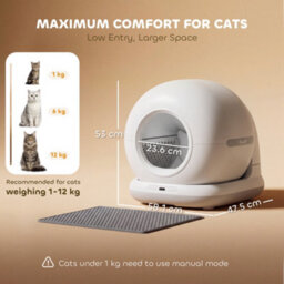 Pawhut 72L Self Cleaning Cat Litter Tray App Control For Multiple Cats - thumbnail 3