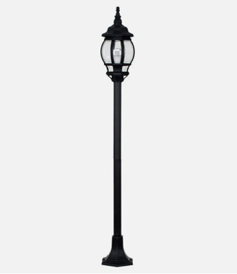 Traditional Black Ip44 Outdoor Garden Bollard Light Lamp Post + 6W Led Gls Bulb - image 1