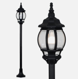 Traditional Black Ip44 Outdoor Garden Bollard Light Lamp Post + 6W Led Gls Bulb - thumbnail 5