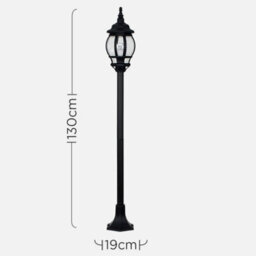 Traditional Black Ip44 Outdoor Garden Bollard Light Lamp Post + 6W Led Gls Bulb - thumbnail 4