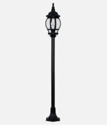 Traditional Black Ip44 Outdoor Garden Bollard Light Lamp Post + 6W Led Gls Bulb - thumbnail 1