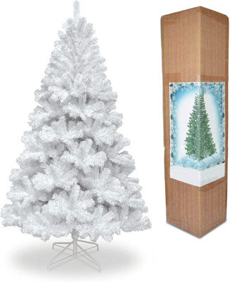Shatchi 6Ft Alaskan Pine White Christmas Tree With Metal Stand - image 1