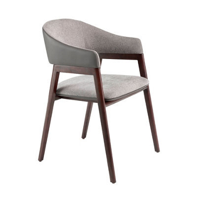 Angel Cerda Stylish Grey Fabric And Dark Mink Leatherette Dining Chair - image 1