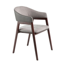Angel Cerda Stylish Grey Fabric And Dark Mink Leatherette Dining Chair