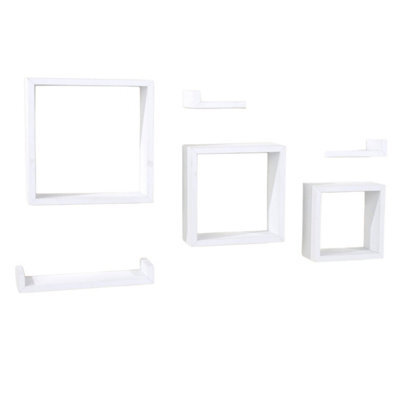 Core Products Matt White Floating Wall Shelves - 6-Piece Hudson Narrow Set For Display And Storage - image 1