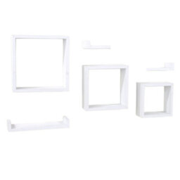 Core Products Matt White Floating Wall Shelves - 6-Piece Hudson Narrow Set For Display And Storage - thumbnail 1