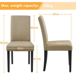 Yaheetech 4Pcs Khaki Fabric Upholstered Dining Chairs With Solid Wood Legs - thumbnail 4