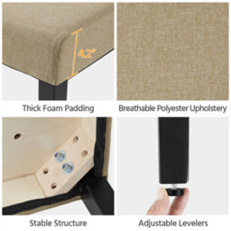 Yaheetech 4Pcs Khaki Fabric Upholstered Dining Chairs With Solid Wood Legs - thumbnail 6