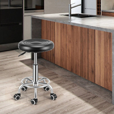 Black Without Back Adustableswivel Stool Round Bar Stool Salon Chair - image 1