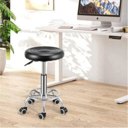 Black Without Back Adustableswivel Stool Round Bar Stool Salon Chair - thumbnail 2