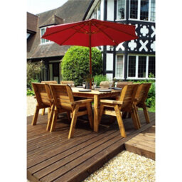 Marlborough Traditional Eight Seater Table Set With 8 X Burgundy Chair Cushions, 1 X Burgundy Parasol & Base & 1 X Cushion Storage Bag - thumbnail 3